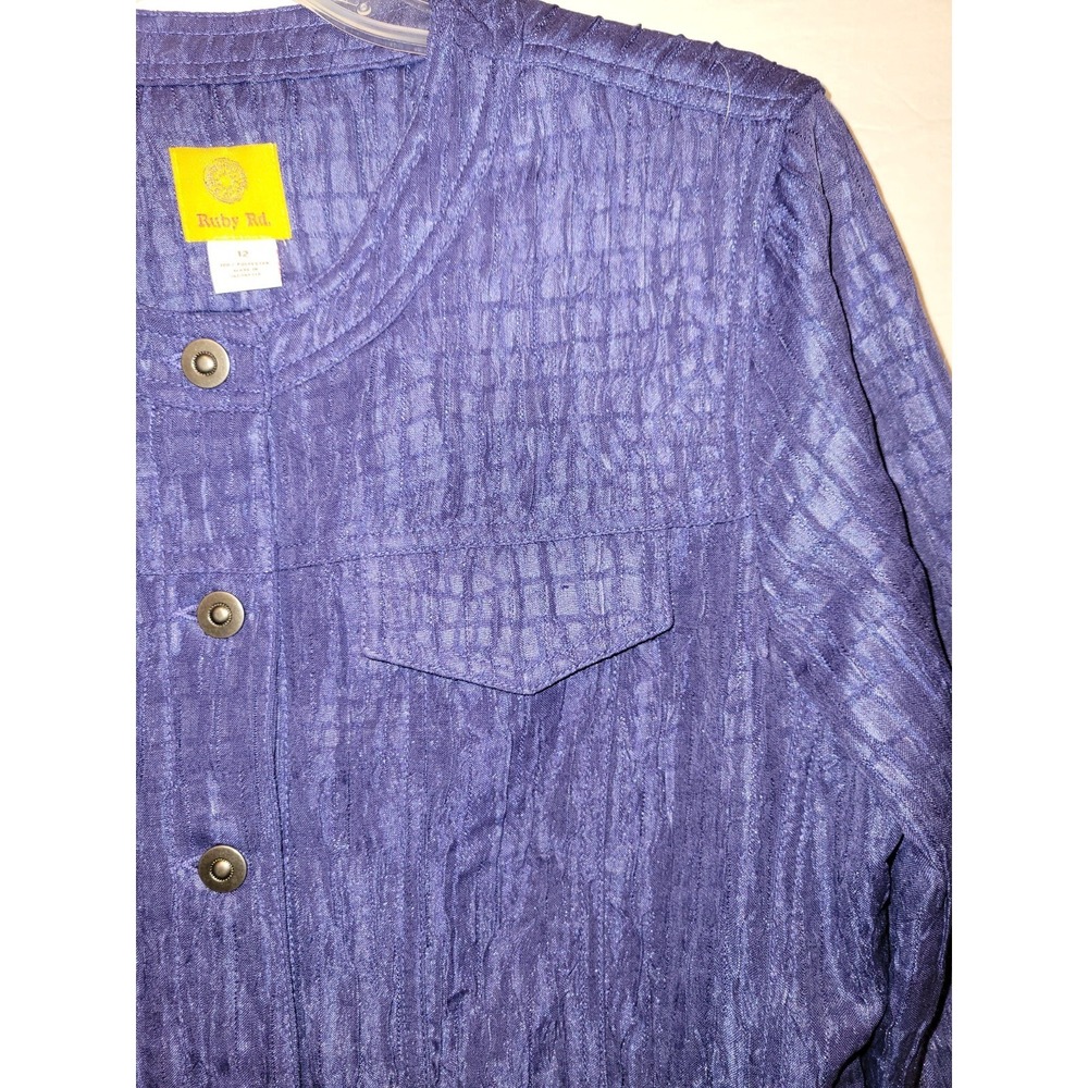 Ruby Rd Jacket 12 Cobalt Button Up Crop Pockets T… - image 7